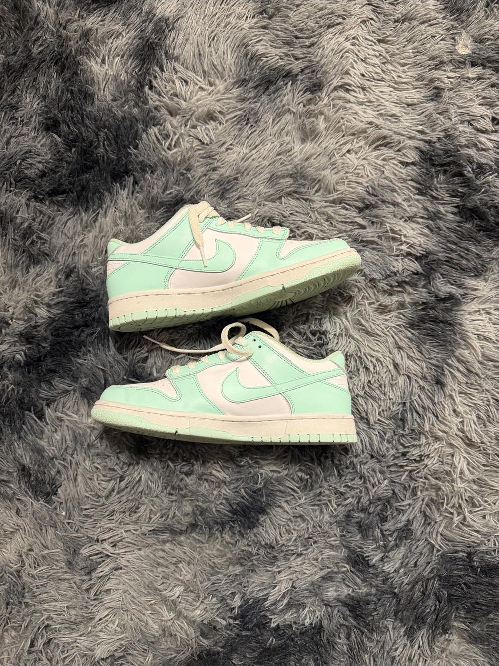 Mint Green and White Low-Top Sneakers
